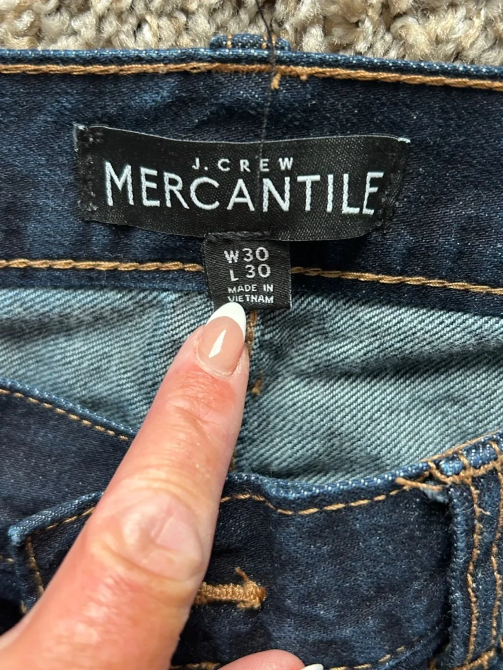 J. Crew Mercantile Dark Indigo Blue Denim Jeans Slim Fit Size 30 x 30